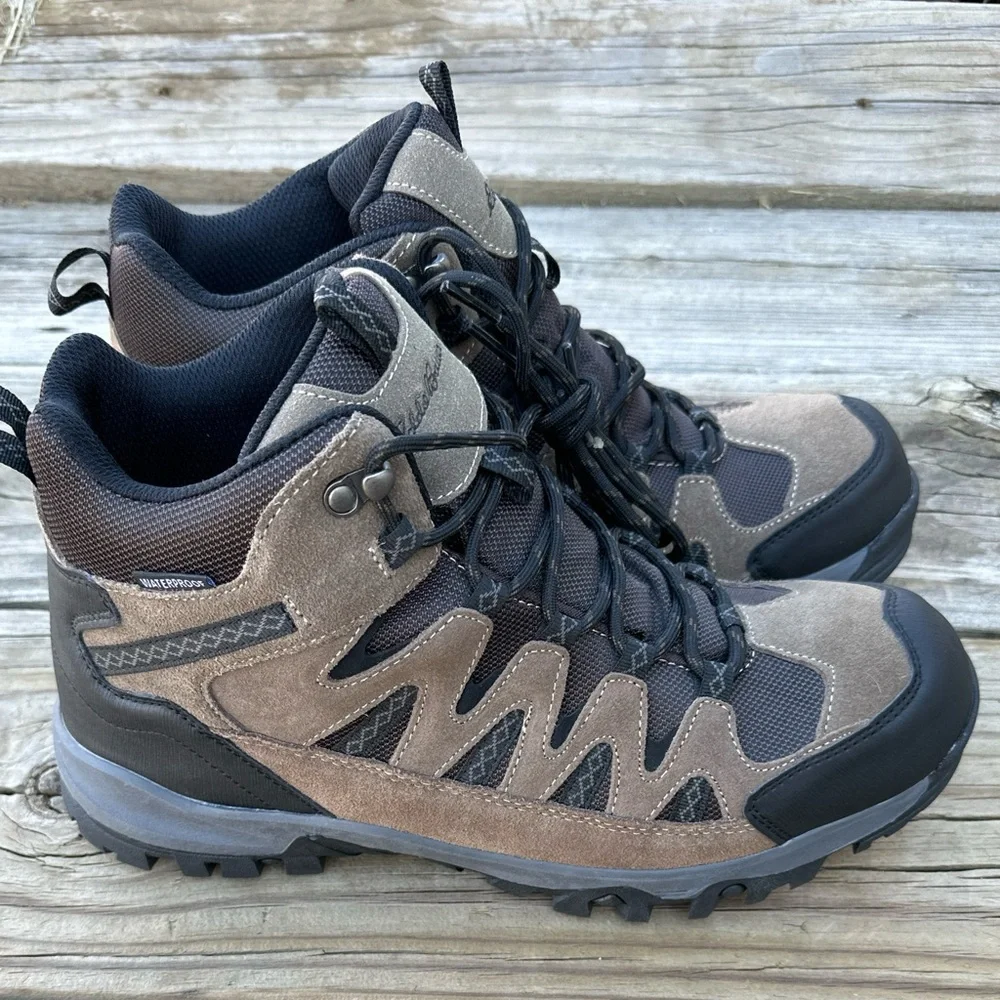 Eddie Bauer Ridgeline Waterproof Leather Hiking Boots Brown Men’s 12 NWOT